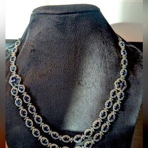 Stunning !House Of RuSa Finely Handcrafted Jewelry with mignight blue & zirconia